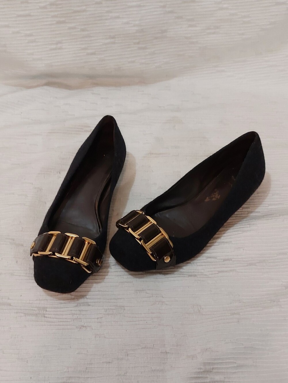 Tory Burch Ballet Flats with Gold Chain Accent Dize 6.5